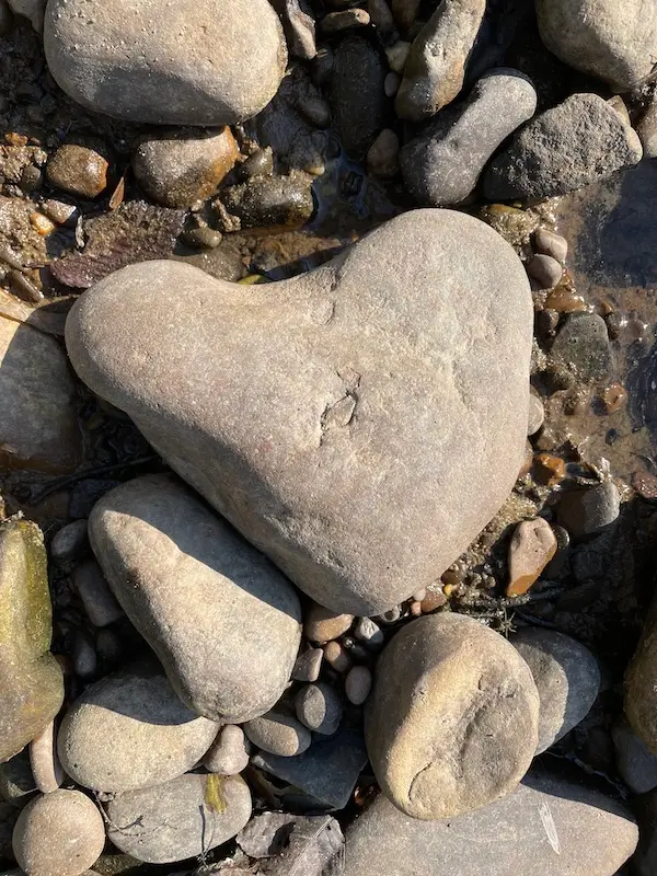 Heart-shaped stone representing clarity, mindfulness, and compassionate mindset coaching