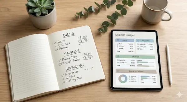 Simple handwritten budget plan with categories and clear structure