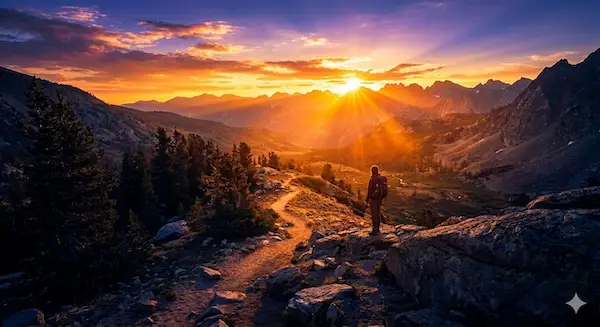 Sunrise over mountain landscape representing a moment of personal awakening... that feeling you have when you discover your purpose in life.